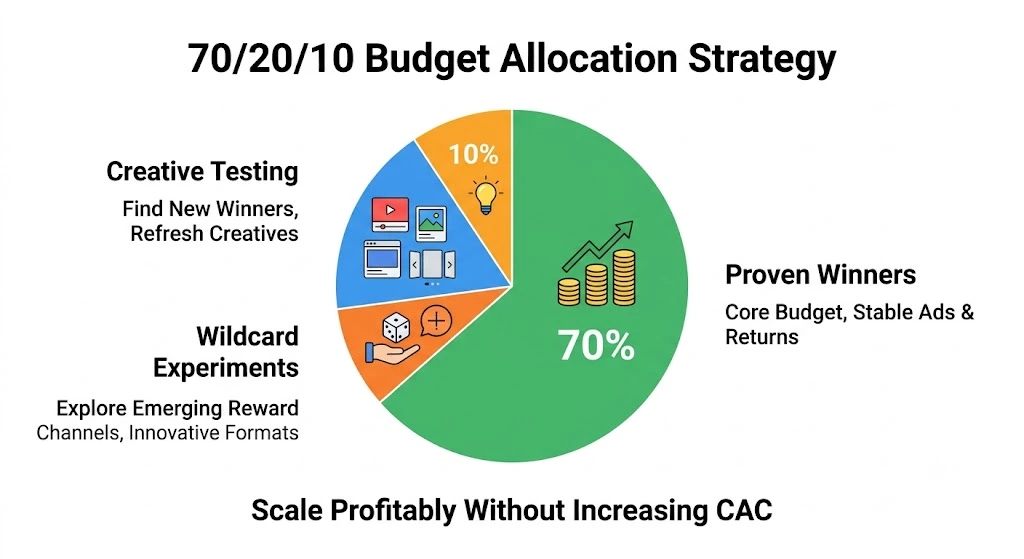 70 20 10 budget allocation strategy for scaling Meta Ads campaigns
