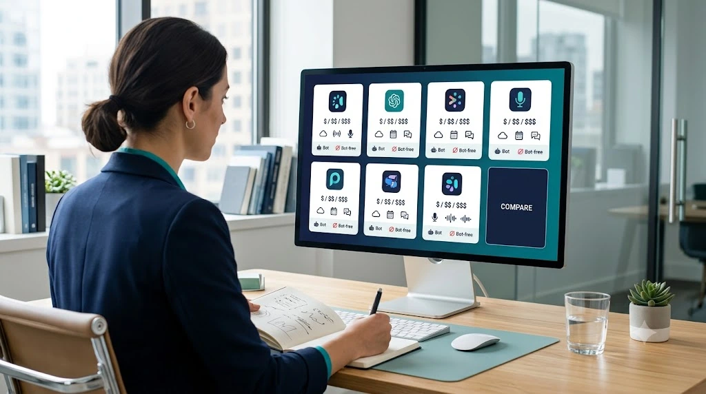 AI meeting note taker comparison for small teams based on pricing, integrations and recording options