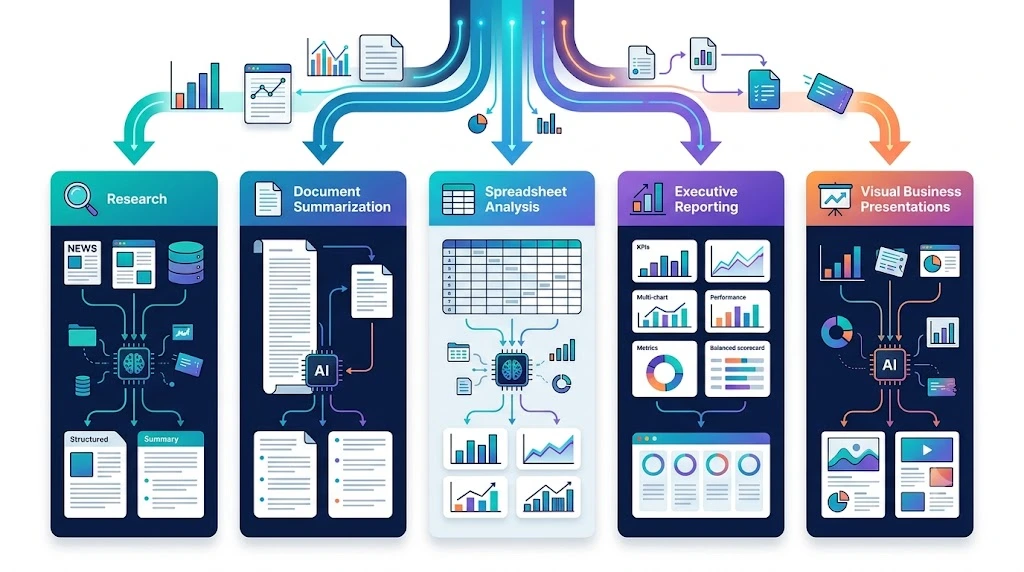Comparison of AI tools for business reports and summaries
