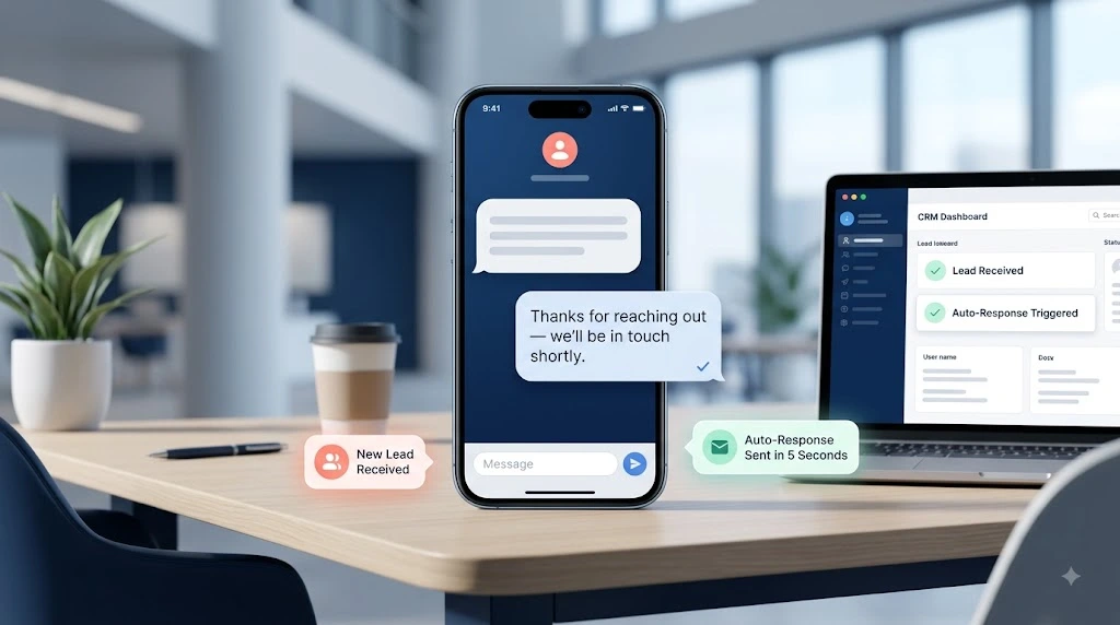 Automated lead response message sent immediately after inquiry
