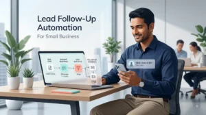 Lead follow-up automation for small business using a laptop and smartphone