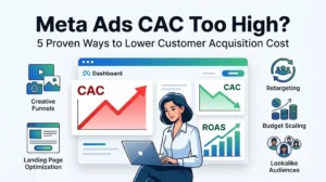Meta Ads CAC Too High featured image showing strategies to lower customer acquisition cost and improve ROAS.