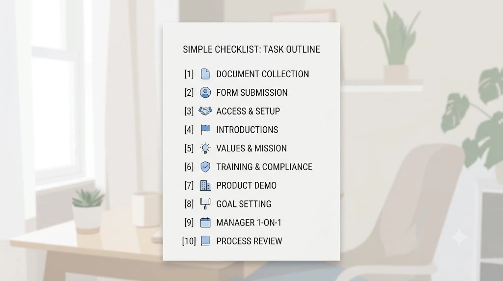 Illustration of a simple linear checklist document