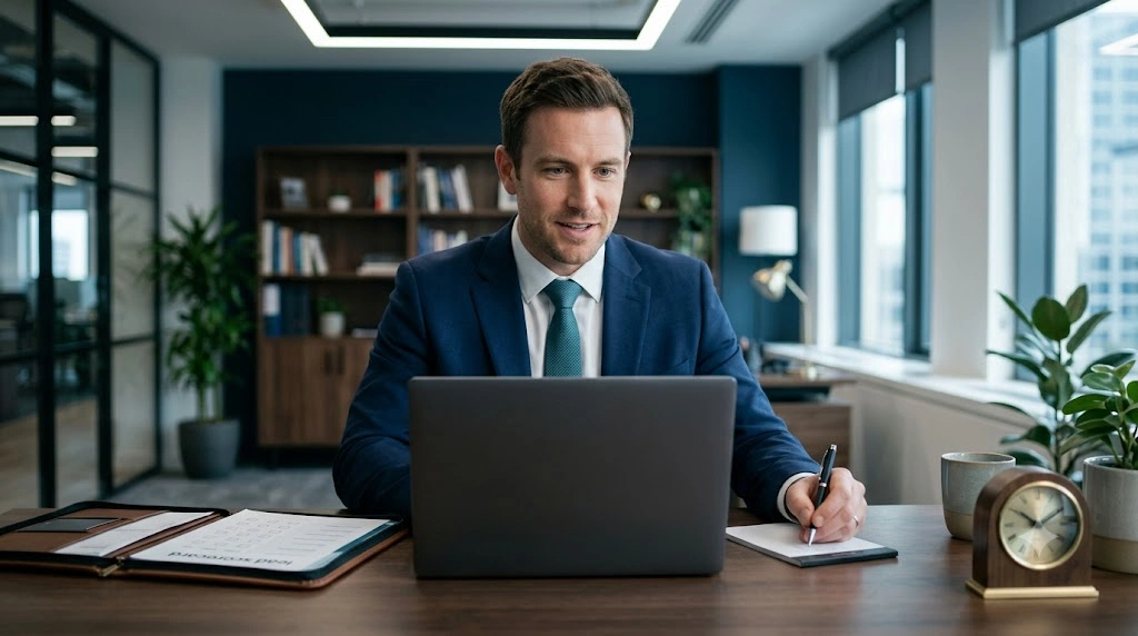 Sales consultant using a lead scorecard during a ten-minute qualification call