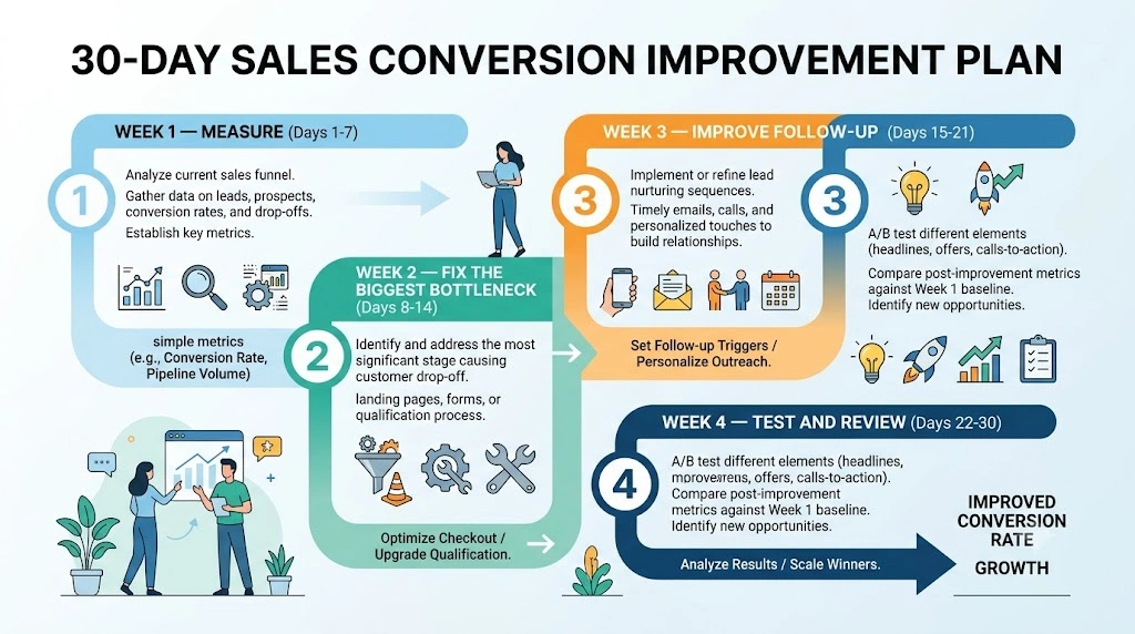 30-day sales conversion improvement plan for a small business