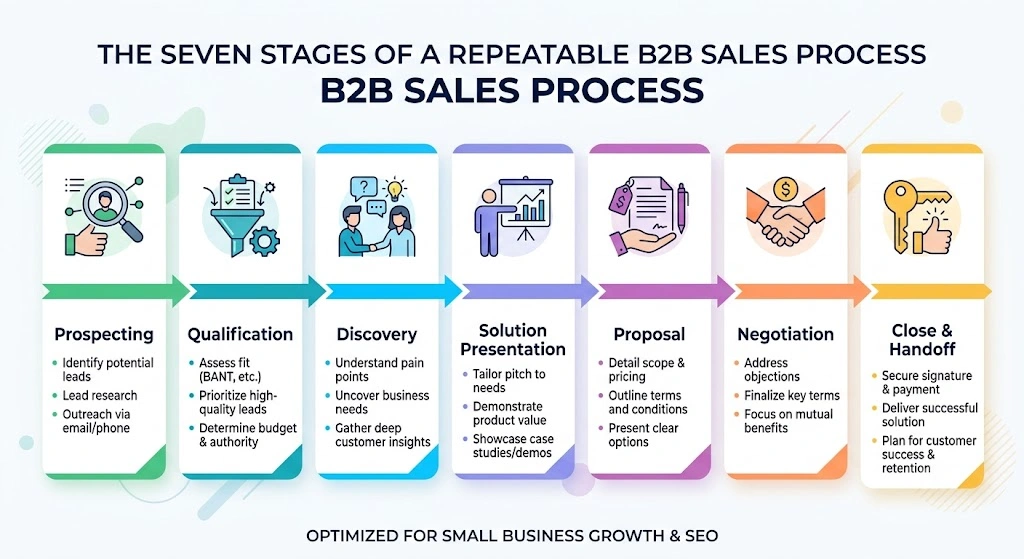 Seven stages of a B2B sales process
