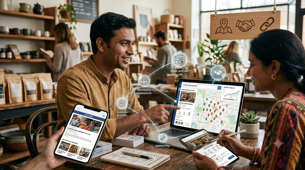 Local business partnership for backlinks and authority