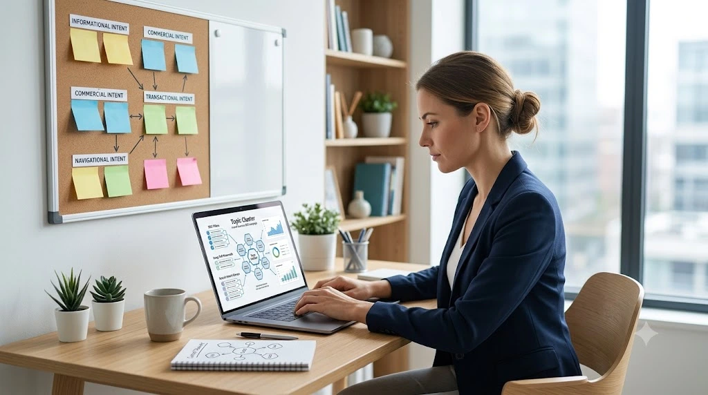 Keyword research for a small business SEO topic cluster